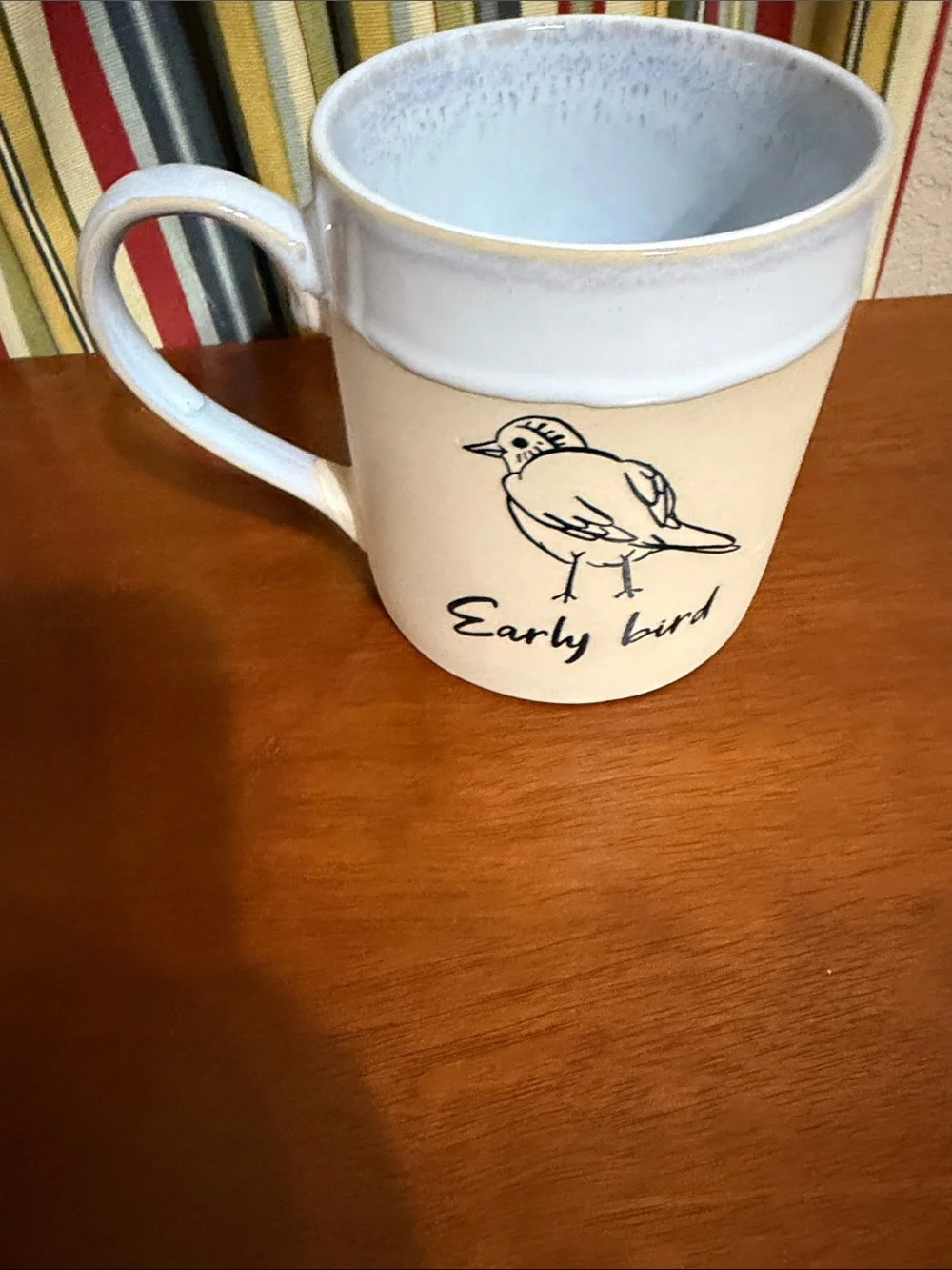 Early Bird Ceramic Coffee Mug - Cream and White